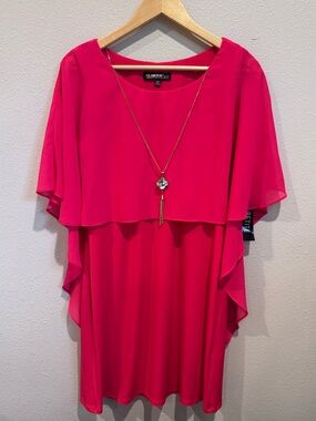 Glamour Nights Raspberry Pendant Accent Shift Dress Petite Size 10
